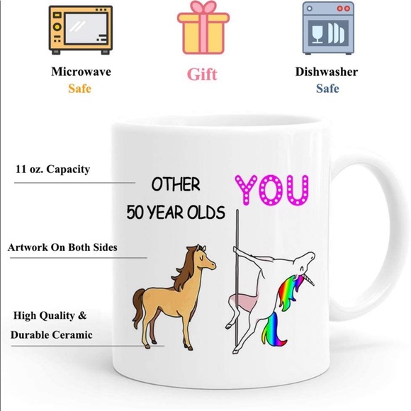 NEW JOEY Birthday Unicorn Other 50 Year Olds Coffee Cup - Picture 3 of 6
